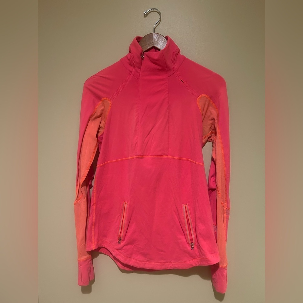 lululemon athletica Orange Women’s Long Sleeve 1/4 Zip Training Pullover Size 10 - Picture 2 of 7